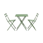 Ensemble table + 2 chaises de jardin en métal vert - BACA