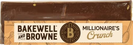 BAKEWELL and BROWNE Millionaires Crunch Bar, Ideally Served with Refreshing Milk and Coffee or Partnered with Ice Cream or Yoghurts, Hand Baked in the UK, Vegetarian Friendly, 80 g Box