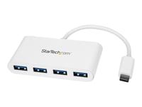 Startech.Com 4 Port Usb C Hub With 4X Usb-A Ports (Usb 3.0 Superspeed 5Gbps), Usb Bus Powered, Portable/Laptop Usb-C To Usb-A Adapter Hub, Usb 3.1 Gen 1/Usb 3.2 Gen 1 Type-C Hub, White - Windows/Macos/Linux (Hb30c4abw) - Hub - 4 X Superspeed Usb 3.0