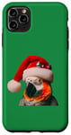 Coque pour iPhone 11 Pro Max Perroquet gris avec bonnet de Père Noël pour amoureux des propriétaires d'oiseaux