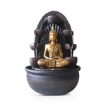 Fontaine d’Intérieur Mur d’Eau Cascade Jarre Statue Bouddha Amovible Lumière LED Coloré, Grand Décoration de Table Bureau Salon, Fontaine Porte-Bonheur au Circuit fermé, H 40cm - Chakra Zen’Light