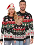 Gyabnw Family Christmas Jumper Womens UK Funny Xmas Sweater Ugly Winter Crew Neck Knitted Tops