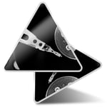 2 x Triangle Stickers  10cm - Black & White Record Player Music  #44291