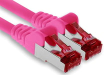 1aTTack.de - 1x 7,5 m câble patch CAT6 S/FTP blindage PIMF câble réseau CAT.6 RJ45 câble Ethernet commutateur de routeur LAN DSL panneau de brassage modem - magenta - 1 pièce