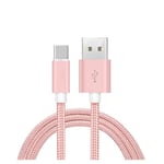 Cable USB-C pour Samsung Galaxy A5 2017-Samsung Galaxy A9 2018  - Nylon Rose 1 Mètre - Yuan Yuan