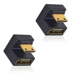 U Shape Adaptateur Mini Hdmi Vers Hdmi 8K, Down Angle Adaptateur Mini Hdmi Vers Hdmi Femelle Supportant 8K@60Hz,48Gbps,Caméra/Ordinateur Portable/Hdtv/Projecteur (2 Pack)[VID061114]