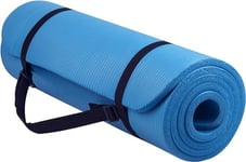 Everyday Essentials Tapis de yoga extra épais haute densité avec sangle de transport, Mixte, bleu