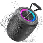 Enceinte Bluetooth Portable, Haut-Parleur BT5.3 sans Fil 20W Bluetooth Speaker Basses Riches 16H avec Lumière LED, Supporte Radio FM, TF, USB, AUX pour Maison, Cyclisme, Extérieur, Voyages, Douche