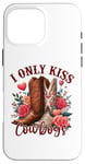 Coque pour iPhone 16 Pro Max I Only Kiss Cowboys Tee Bottes de cowboy western Saint-Valentin