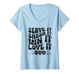 Womens Serve It Smash It Win It Love It Beach Volleyball V-Neck T-Shirt