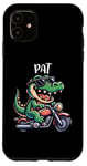 Coque pour iPhone 11 Pat Funny Alligator Moto Design pour garçon Nom Pat