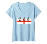 Womens England Football Lions, England supporters V-Neck T-Shirt