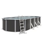 Piscine hors sol metal anthracite Varuna TRIGANO 7,60 x 3,90 m. 1,32 m. de haut.