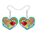 LONYOO Retour à l'école Boucles d'oreilles Crayon Pendantes Acrylique Papeterie Bijoux Drôle Globe Cadeaux pour Femmes Filles Charms Cadeaux (Cahier de Croquis Coeur)