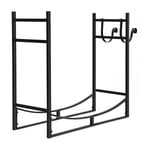 Support à Bois de Chauffage de 83 cm, Support de Stockage de Bûches de Bois de Chauffage Intérieur et Extérieur, Noir - Goplus