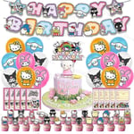 Sanrio Kuromi Kawaii Mymelody Cinnamoroll Anime Figur Barn Födelsedagsfest Inredning Tillbehör Banner Sanrio Tillbehör Leksaker för flickor