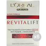 Oreal Lot 6 Crème Revitalift Yeux 15 ML Soin de la Peau, Multicolore, Unique