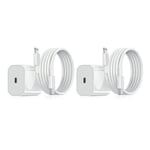 Browse4Buy 2 Pack - 20w Usb-c Pd Snabbladdare För Iphone +2m Kabel Vit