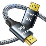 ARISKEEN Câble HDMI 2.1 8K 3 metri, 48Gbps Câble HDMI Tressé en Nylon Haute Vitesse, Prend en Charge 8K@60HZ, 4K@120Hz, Compatible avec PS5/4 TV Monitor Blu-ray Soundbar