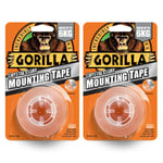 Gorilla 3044105 Double Sided Mounting Tape Clear 1.5m (2 Pack)