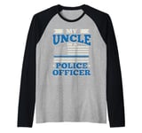 My Uncle Is A Police Officer Policeman Blue US Flag Raglan Baseball Tee