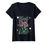 Womens Silent Night, Oh Yeah! - Funny Buffalo Plaid Christmas Tree V-Neck T-Shirt