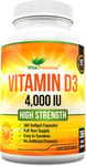 Vitamin D 4,000 IU, Maximum Strength Vitamin D3 Supplement 365 Easy Swallow UK