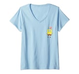 Womens SpongeBob SquarePants & Gary The Snail Small Pocket Logo V-Neck T-Shirt