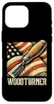 Coque pour iPhone 16 Pro Max Tour de tournage à bois drapeau américain USA