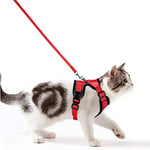 Wdmiya Harnais Chat Petit Chien Laisse Harnais Chaton Réglable Gilet Refléchissant Respirant, Collier Harnais et Laisses Sécurité Anti-évasion pour Lapin Chats et Chiots (S, Rouge)