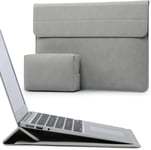 13 Pouces Housses Ordinateur Portable Sacoche avec Fonction Stand pour MacBook Air 13 M3 A3113 M2 M1 2024-2018, MacBook Pro 13 M2 M1 2024-2016, 2024 13 iPad Pro/Air, Surface Pro, Gris Clair