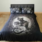 Alchemy Paracelsus Black Cat Skull Mirror Roses Gothic Single Duvet Bedding