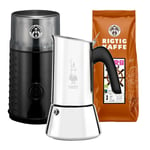 House of Barista Kaffekvarn Inkl. Bialetti Venus Elegance 6 Koppar Mokabryggare & 400g Kaffe