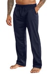 Halfword Pantalons de Sport Homme Jogging Loisirs Pantalon Survêtement Coupe Ample Poches Course à Pied Marine XXXXL