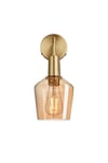 Sleek Tinted Glass Schoolhouse Wall Light, 5.5 Inch, Amber, Brass Holder