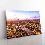 Big Box Art The Thames River & London Skyline in Abstract Canvas Wall Art Print Ready to Hang Picture, 76 x 50 cm (30 x 20 Inch), Brown, White, Brown, Blue, Beige