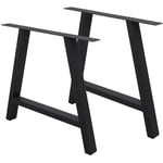 ECD Germany Set 2 Pieds de Table - 70 x 72 cm - A-Form - Noir - en Acier Revêtu de Poudre - Pied de Meuble Banc - Support Profil A Form - Design