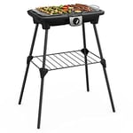 Tefal EasyGrill XXL Barbecue électrique sur pieds, Large surface de cuisson, 2500 W, Thermostat réglable, Cuisson simultanée, Utilisation intérieur et extérieur, Pare-vent BG921812