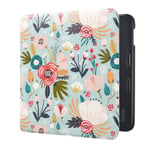 DMLuna Étui pour Kobo Libra Colour 7" Modèle N428 2024 - Coque en Cuir PU avec Fonction de Mise en Veille/Réveil Automatique - Fleur