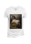 T-Shirt Homme Col V Theodore Gericault Etude De Cheval Gris Peinture Huile