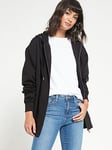 Everyday The Essential Oversized Zip Through Hoodie - Black, Black, Size 16, Women