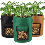 3 Pièces 10 Gallons Tour a Pomme de Terre Sac de Plantation Jardin Tissu Non-tissé avec Rabat et Poignées Pomme de Terre a Planter pour Plantation