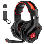 EMPIRE GAMING - WarCry P-W1 Casque Gamer sans Fil WiFi avec Microphone - PS5, PS4, PC, Mac, Xbox, Switch - 2.4 GHz Wireless - Son Stéréo Surround - LED Rouge - 3.5mm Jack