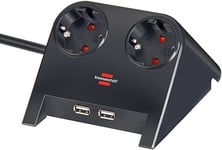 Brennenstuhl – Power strip with USB-charging, 2xCEE 7/3, 1xCEE 7/7 connector, 2xUSB 2.1A, 1.8m cab