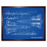 SR-71 Blackbird Habu Us Aircraft Spy Plane Blueprint Plan Illustration Art Print Framed Poster Wall Decor 12x16 inch