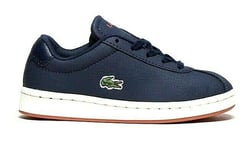 New Boys Lacoste Masters 319 1 Leather Trainers Navy Orange Size UK 12 EUR 30.5