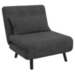 Fauteuil convertible ROMEO lit d'appoint 1 place 80x190 cm velours gris anthracite