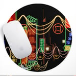 Round Colourful Chinese Words Cool UK Non Slip Mouse Mat Pad PC Laptop Gaming