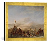 Kunst für Alle 'Image encadrée de Philips Wouwerman Paysage d'hiver avec de la Glace, Gare Impression d'art dans Le Cadre de Haute qualité Photos Fait Main, 40 x 30 cm, Doré Raya