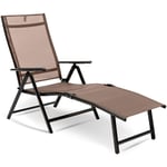 Bain de Soleil de Jardin d'extérieur Pliant - Transat piscine inclinable - Taupe - Maxxgarden